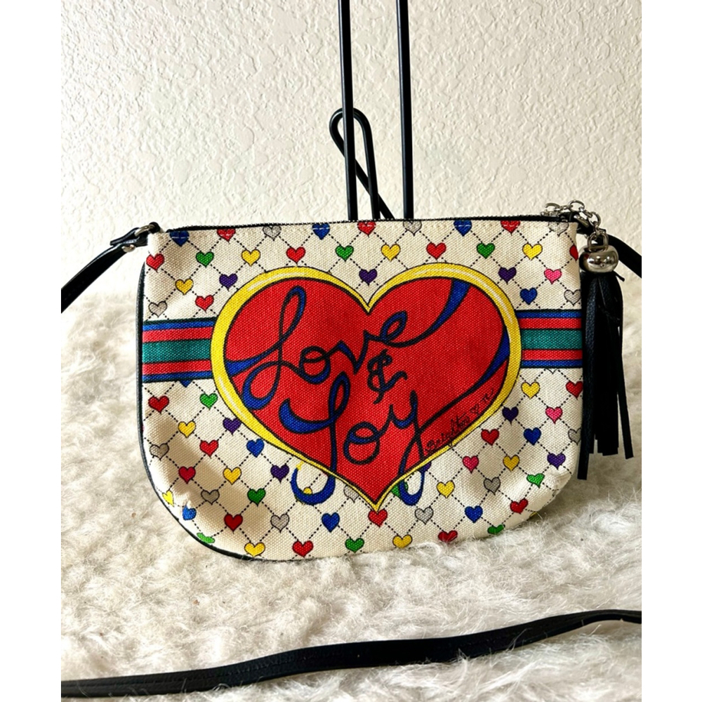 Brighton Holiday Love & Joy Canvas Pouch Purse Multicolored